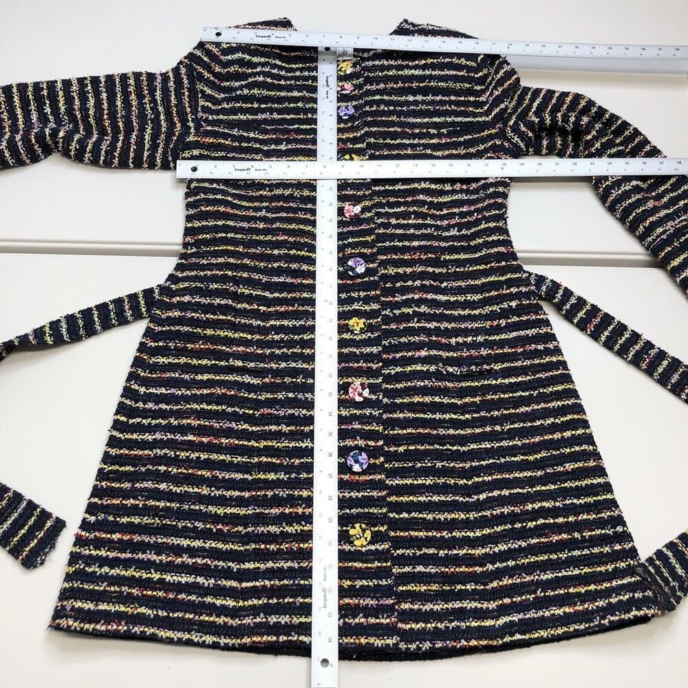Cabi 5660 Headline Topper Button Front Coat in Multi Stripe Tweed Size 8 - Picture 3 of 11